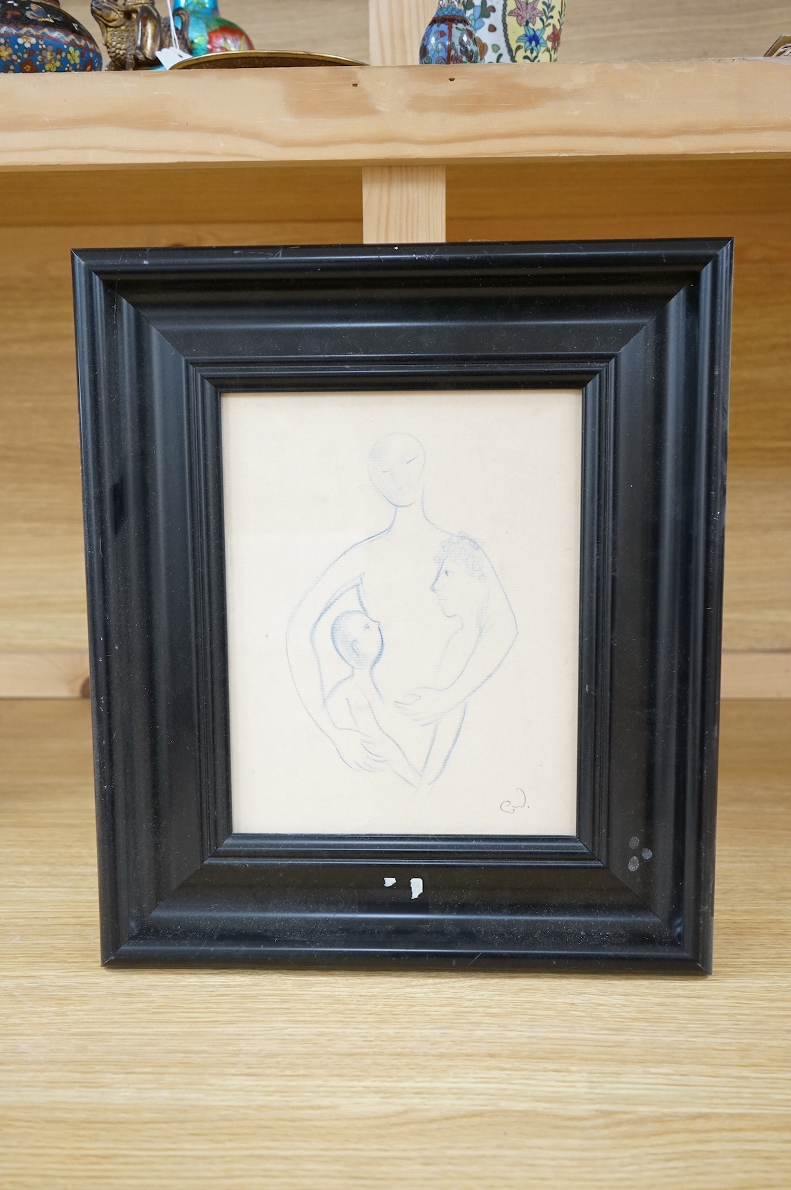 Clare Winsten (1894-1989), crayon, Study of three figures, monogrammed, 24 x 19cm. Condition- fair